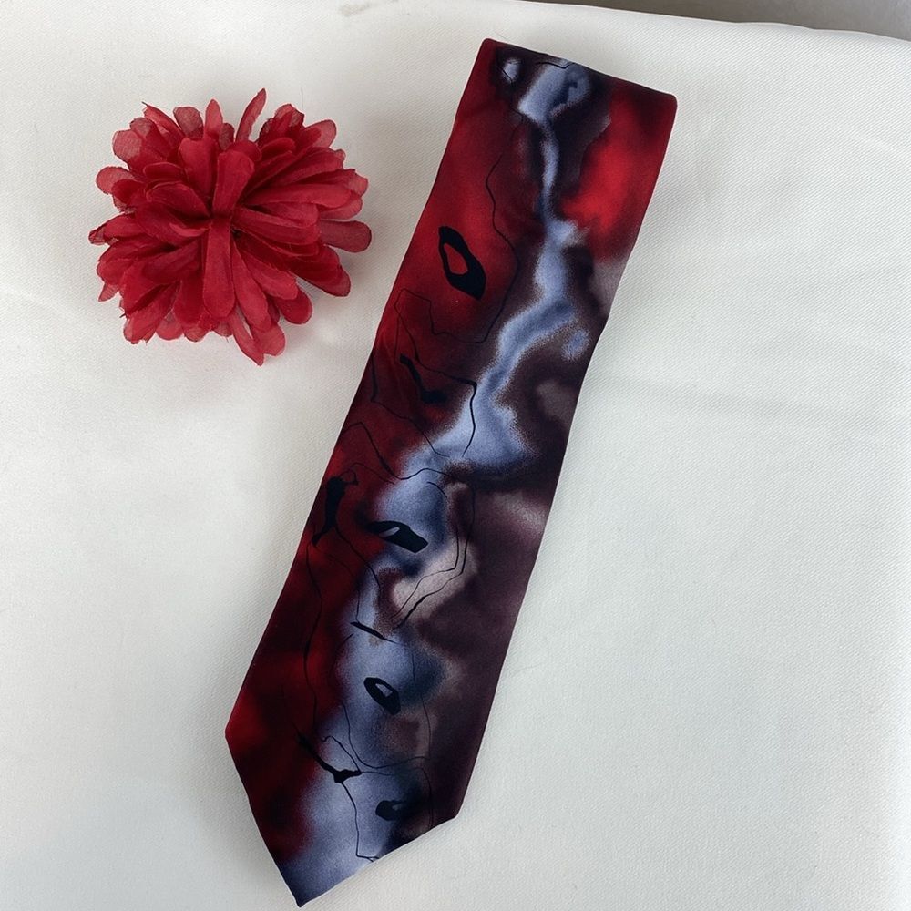 Jerry Garcia 100% Silk Red Black Print Not Necessarily A Tree Collection 54 Tie